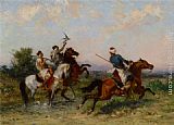 Washington Paintings - La Chasse au Faucon by Georges Washington